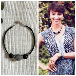 BRIGHTON Neema Collar Necklace • JL3360 • Leather Braided Cord Large Beaded